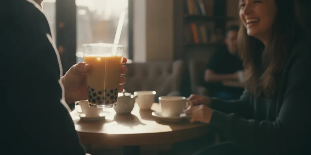 Milkshake, boba tea, and coffee at a dessert cafe near Coppell
